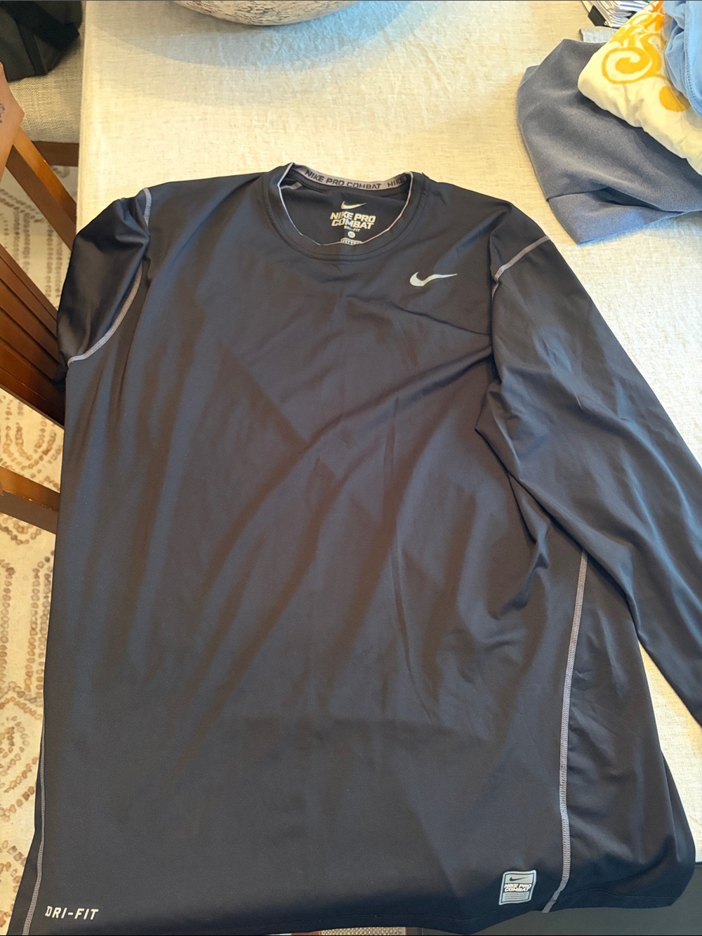Nike Black Long Sleeve Dri-FIT Training Top with Silver Swoosh
